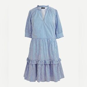 J. Crew Blue and White Striped Midi Dress